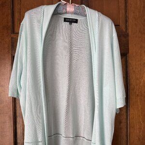 Jones New York Mint Green Lightweight Open Short Sleeve Cardi Size 3X